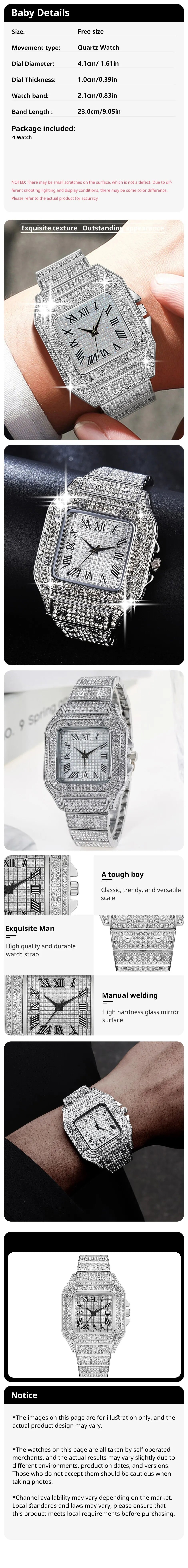 Men's Elegance Black Diamond Quartz Watch