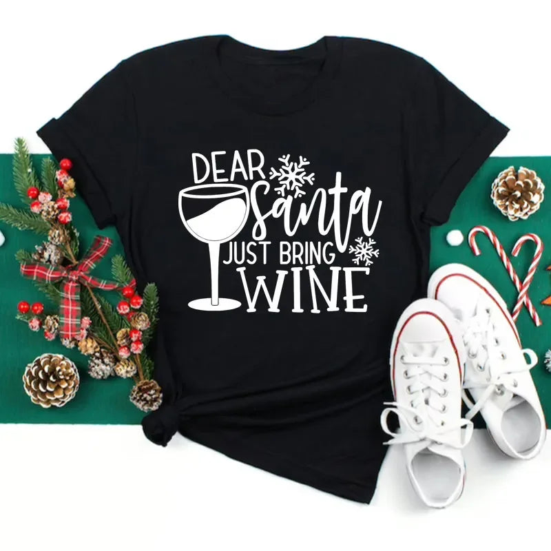 Women’s Wine Glass Christmas T-Shirt