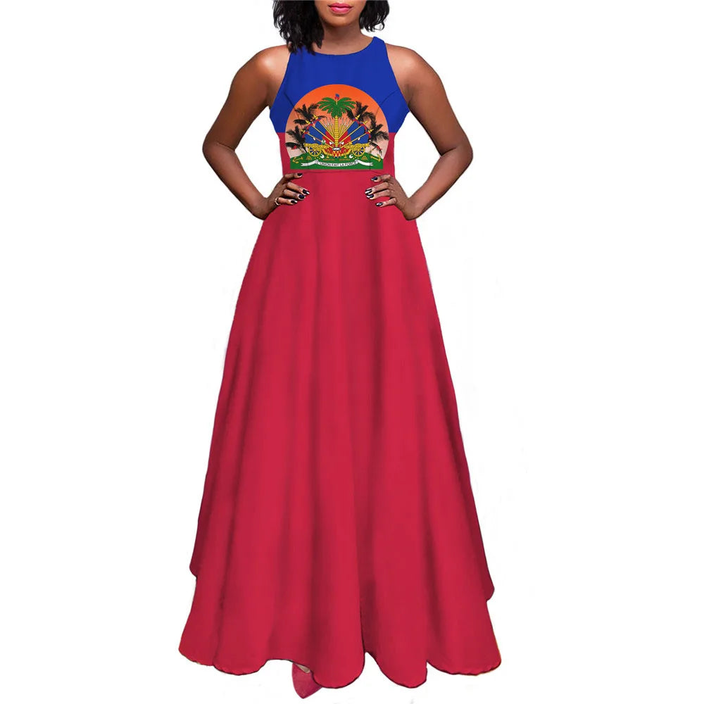 Luxury Women’s Haiti Flag Dress