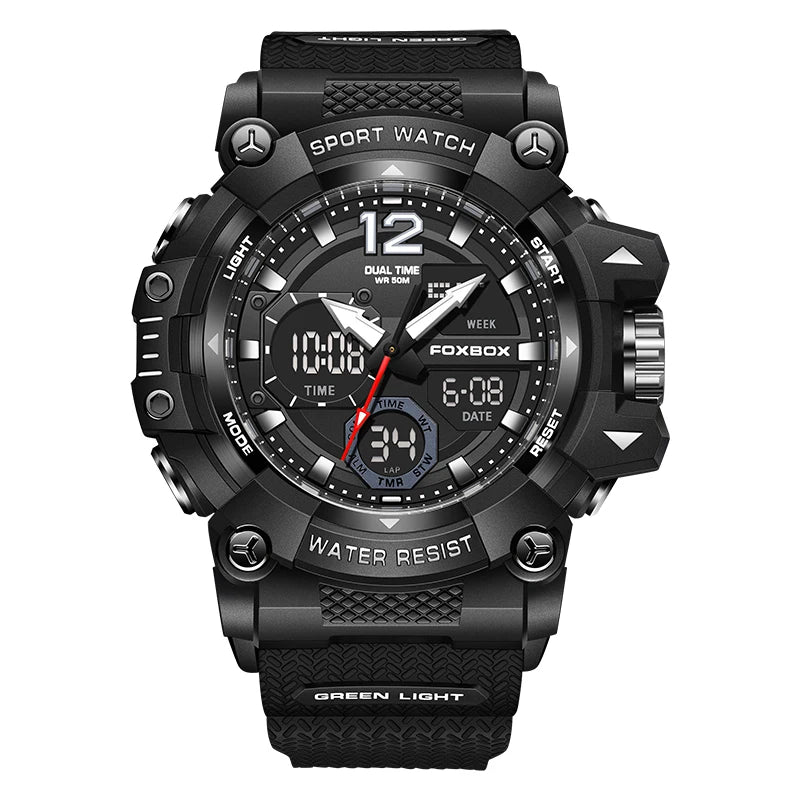 Men’s Fashion Sport Watch – 50M Waterproof, Shock Resistant LED Alarm