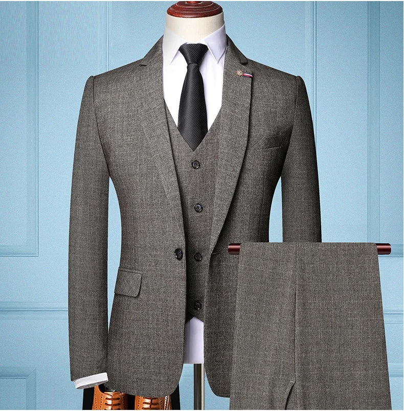 Men’s Elegant 3-Piece Suit – Blazer, Vest & Pants