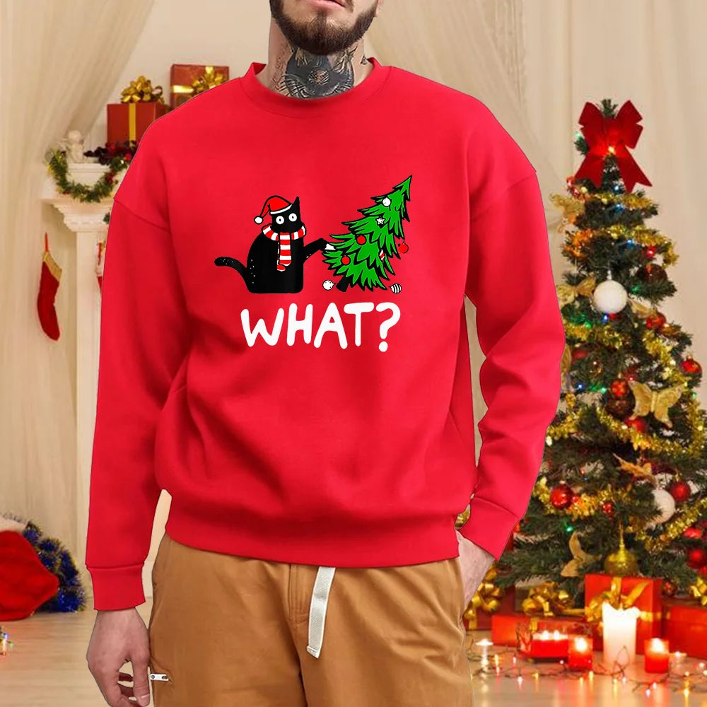 Men’s Christmas Cat Print Sweatshirt