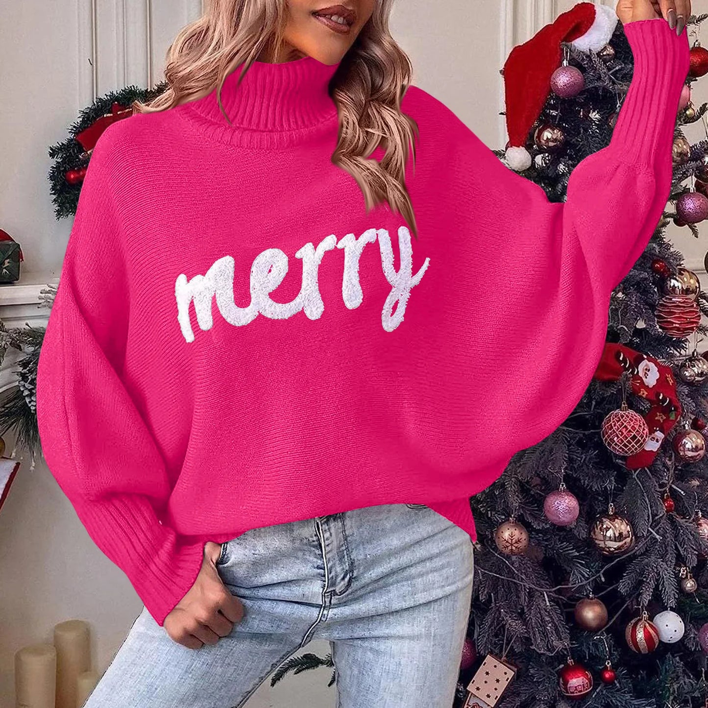 Women’s Christmas Turtleneck Knit Sweater