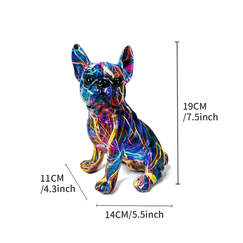 Colorful Standing French Bulldog Resin Statue