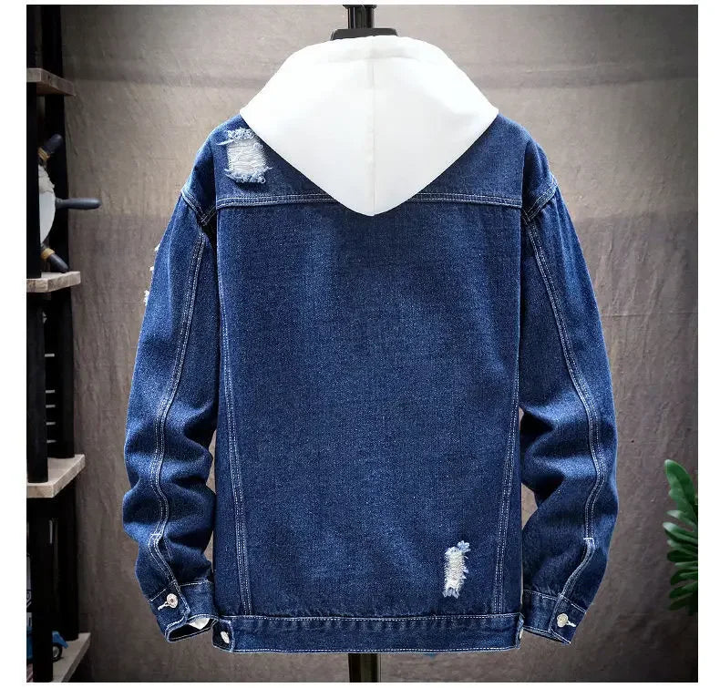 Distressed Patchwork Denim Jacket