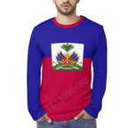 Haiti Flag 3D Print Long Sleeve T-Shirt – Unisex Casual