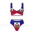 Haitian Flag Bikini Set for Women – Push-Up Swimsuit
