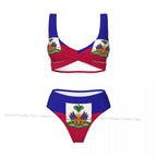 Haitian Flag Bikini Set for Women – Push-Up Swimsuit