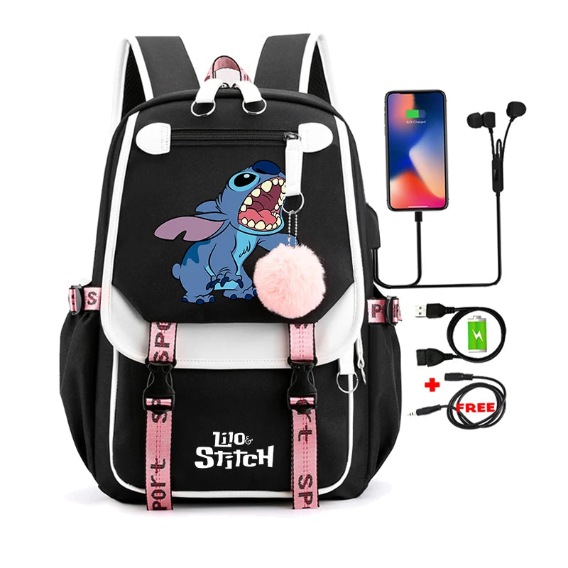 Lilo & Stitch Adventure Backpack – Cartoon Print School Bag for Teens, Kids