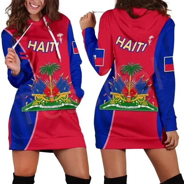 New Fashion Caribbean Vibes  Hoodie Dress