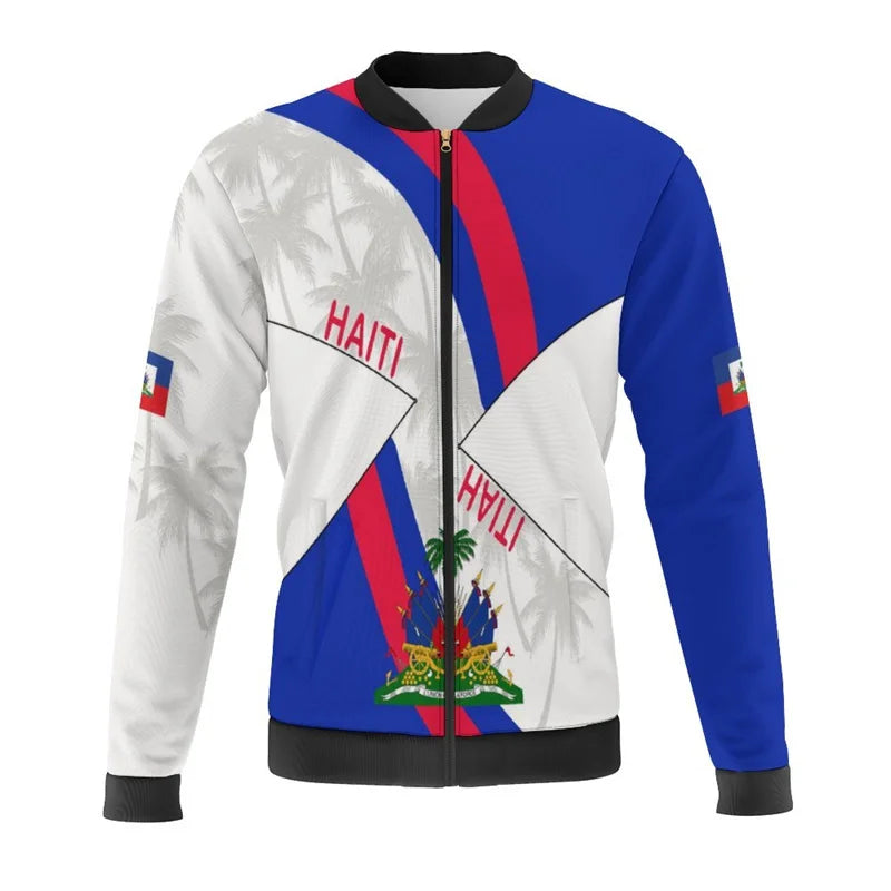 Haiti Flag Map 3D Print Bomber Jacket