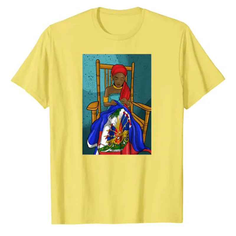 Haiti Flag Day Proud Woman Ayiti Girl Graphic Tee