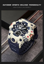 Men’s Dual Time Sport Watch – 50m Waterproof, Shock Resistant Digital Watch