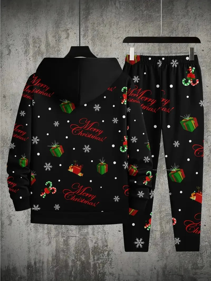 Men’s Santa Claus Print Hoodie Set