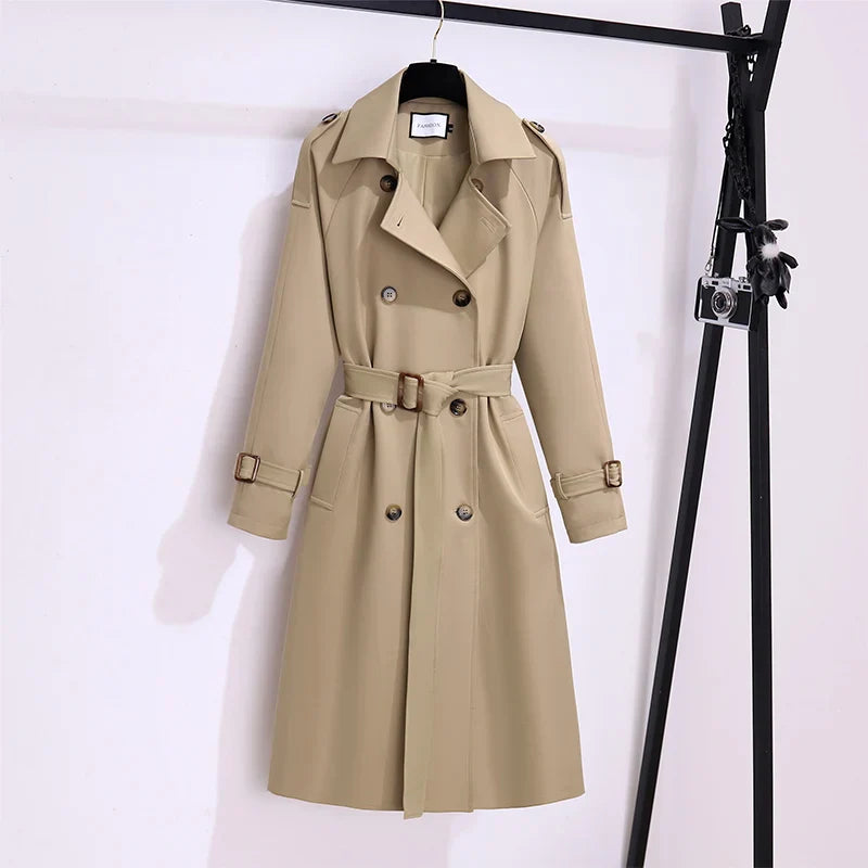 British Elegance Trench Coat - Double-Breasted Windbreaker