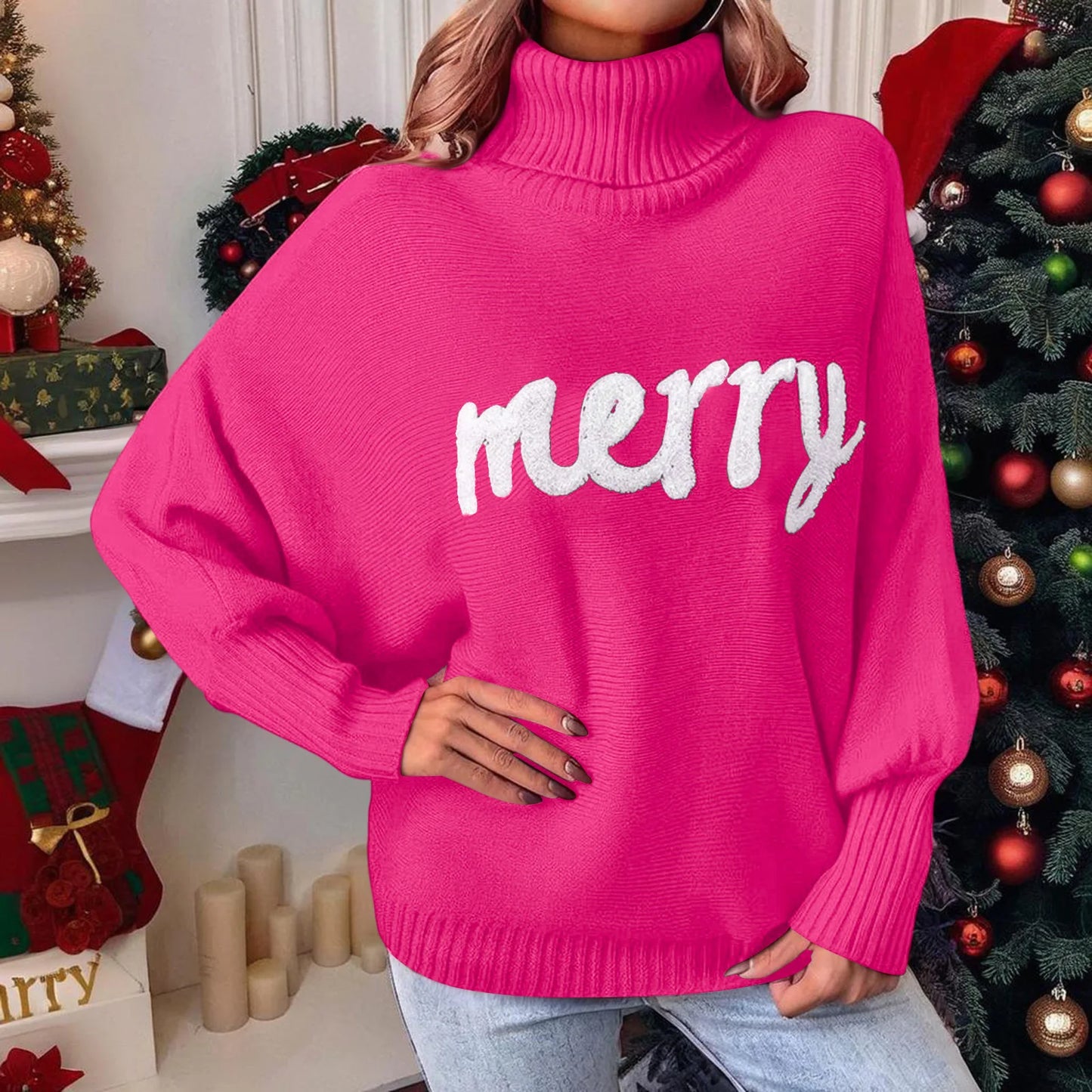 Women’s Christmas Turtleneck Knit Sweater