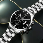 Men’s Luxury Silver Stainless Steel Watch – Quartz Business