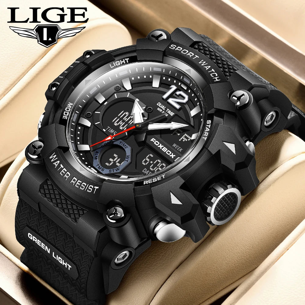 Men’s Fashion Sport Watch – 50M Waterproof, Shock Resistant LED Alarm