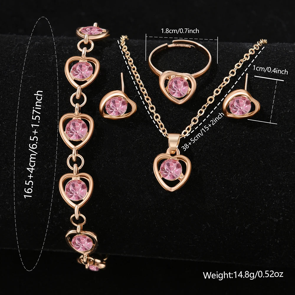 6PCS Pink Watch & Bracelet Set for Women and Girls