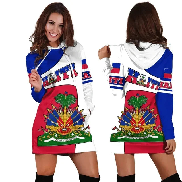 New Fashion Caribbean Vibes  Hoodie Dress