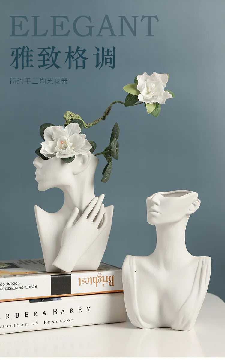 Nordic Style Ceramic Woman Body Vase