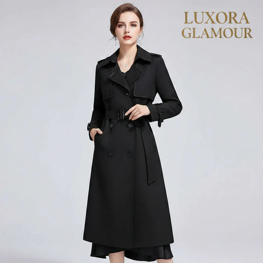 British Elegance Trench Coat - Double-Breasted Windbreaker