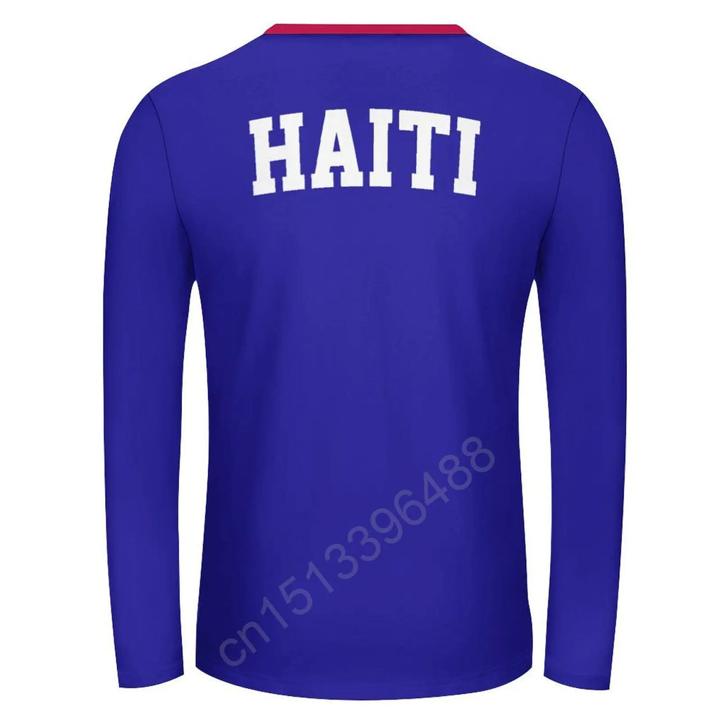 Haiti Flag 3D Print Long Sleeve T-Shirt – Unisex Casual