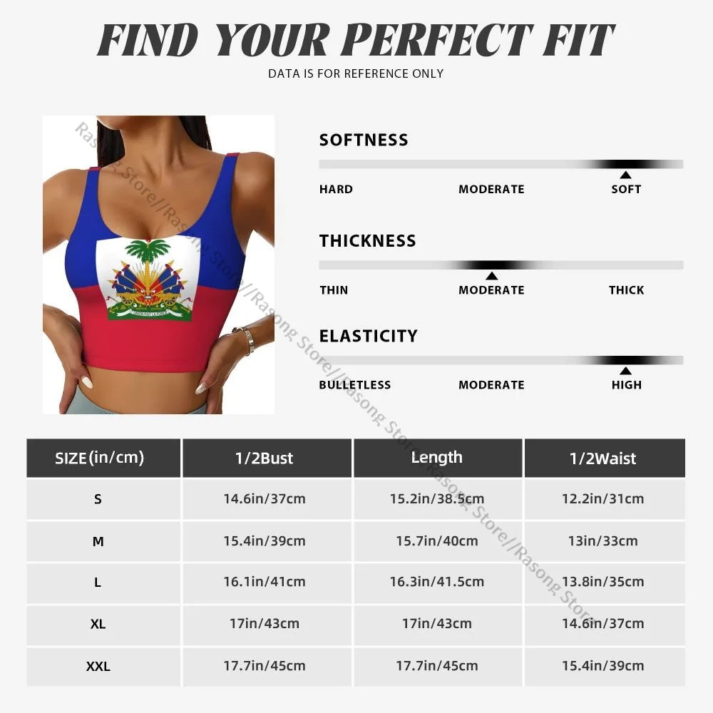 Women’s Sexy Sports Vest – Haitian Flag Crop Top