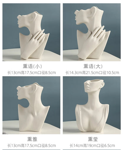 Nordic Style Ceramic Woman Body Vase