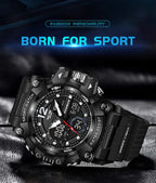 Men’s Fashion Sport Watch – 50M Waterproof, Shock Resistant LED Alarm