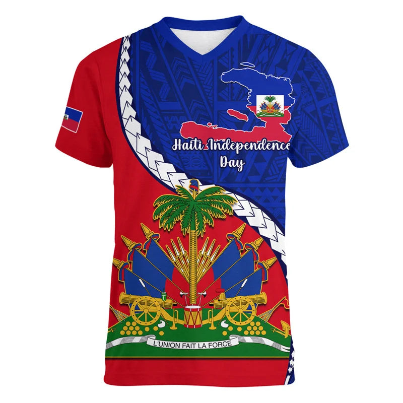 Haiti Independence Day 3D Printed Men and Women V-Neck