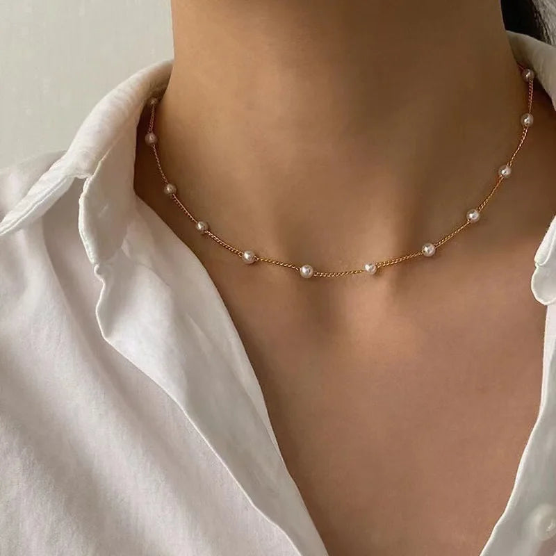 Piece Pearl & Heart Pendant Necklace Set