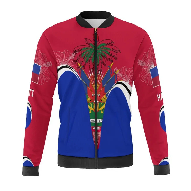 Haiti Flag Map 3D Print Bomber Jacket