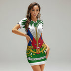 🇭🇹 Haiti Heritage Summer Dress – Women's Short-Sleeved Jumpsuit Suit