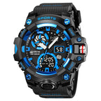 Men’s Dual Time Sport Watch – 50m Waterproof, Shock Resistant Digital Watch