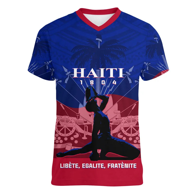 Haiti Independence Day 3D Printed Men and Women V-Neck
