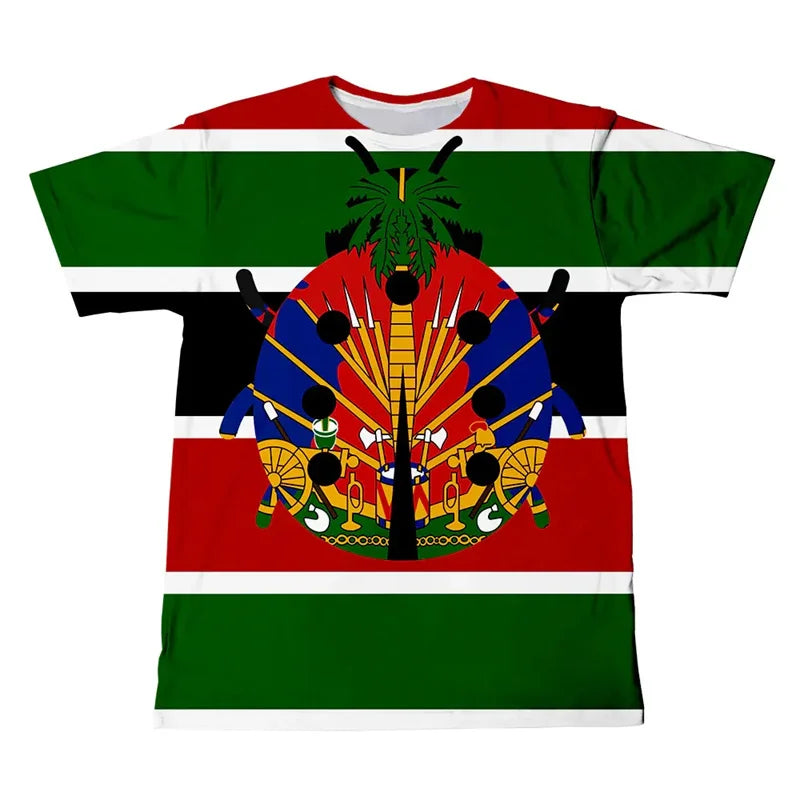 Haitian Flag T-Shirt – Men’s 3D Printed Crew Neck Tee