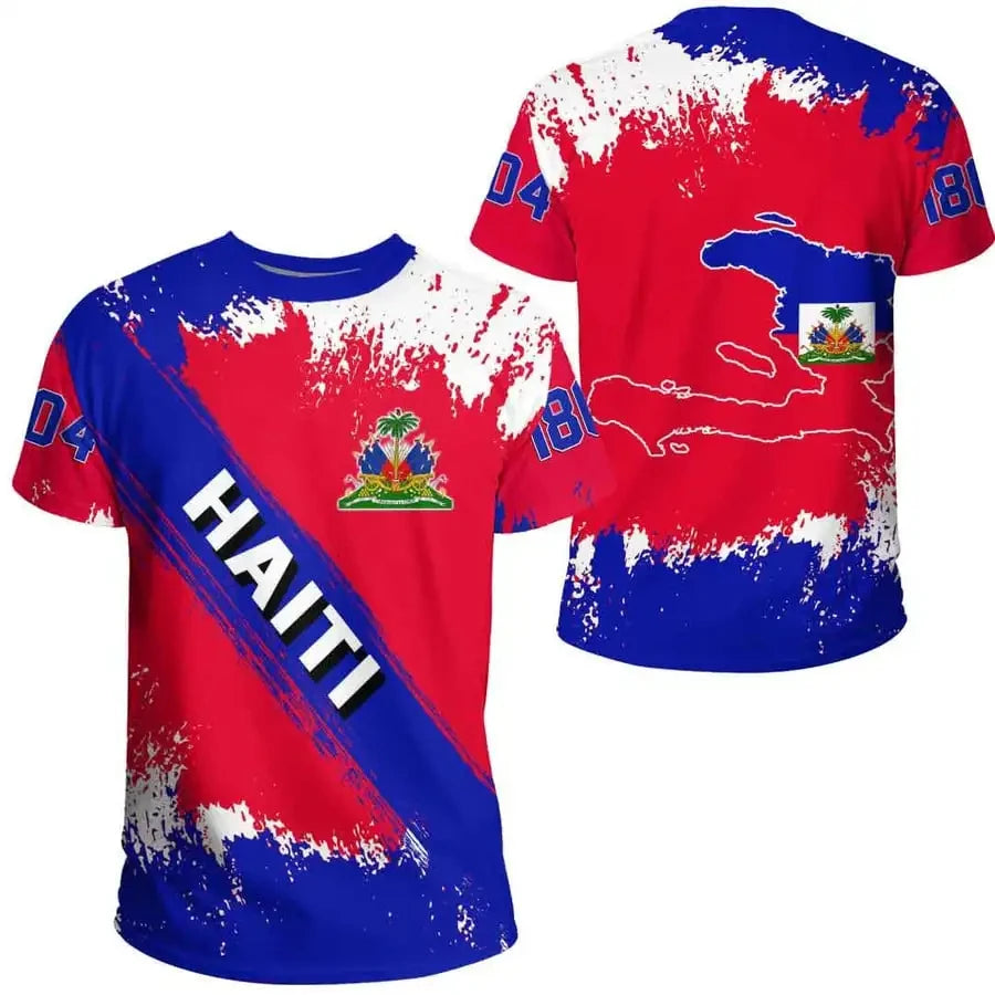 Haiti Island Map Flag T-Shirt for Men