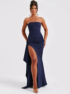 Women's Strapless Backless Long Dress with High Slit