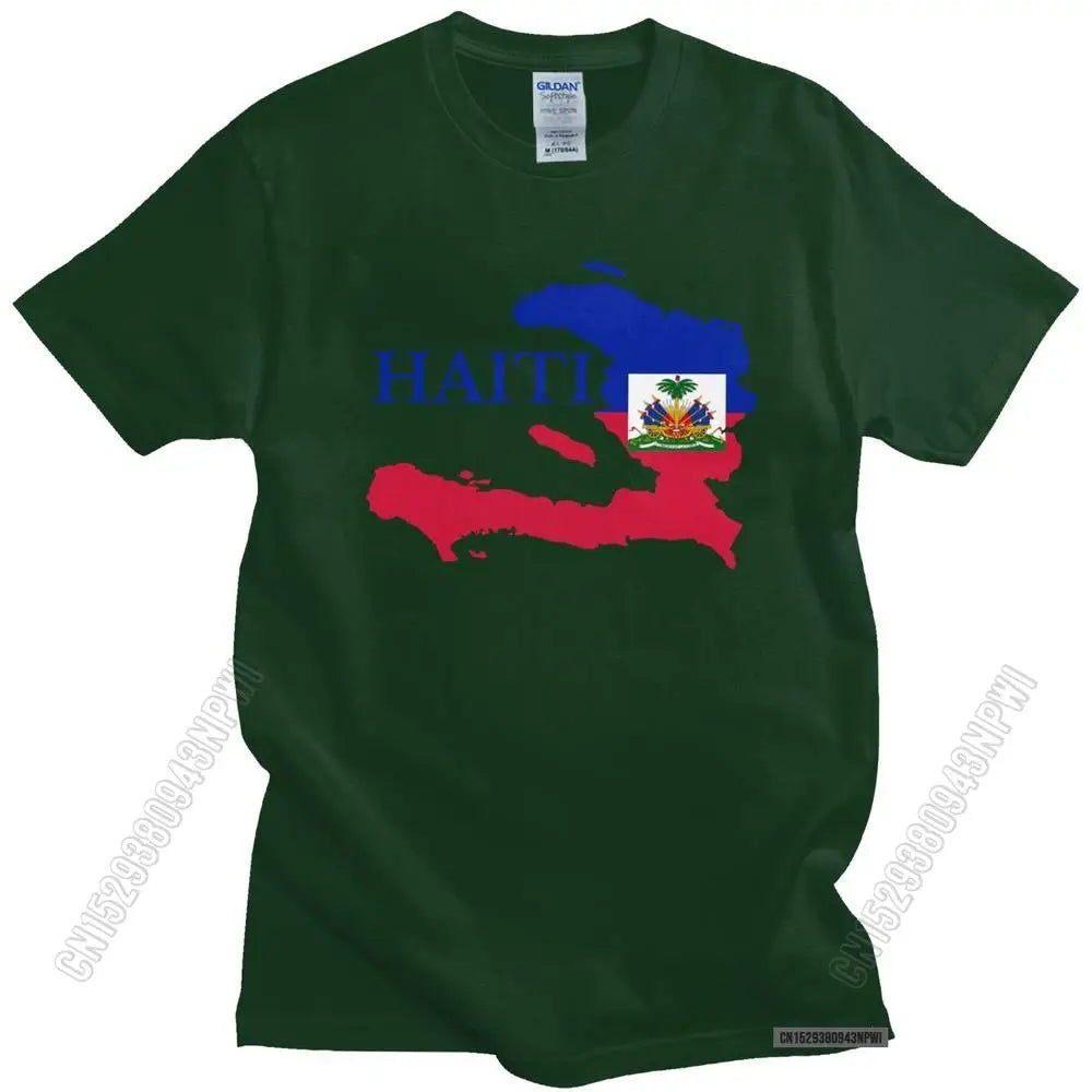 Cool Men's Haiti Map Flag T Shirt