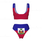 Haitian Flag Bikini Set for Women – Push-Up Swimsuit