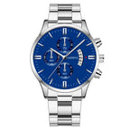 Men’s Luxury Silver Stainless Steel Watch – Quartz Business