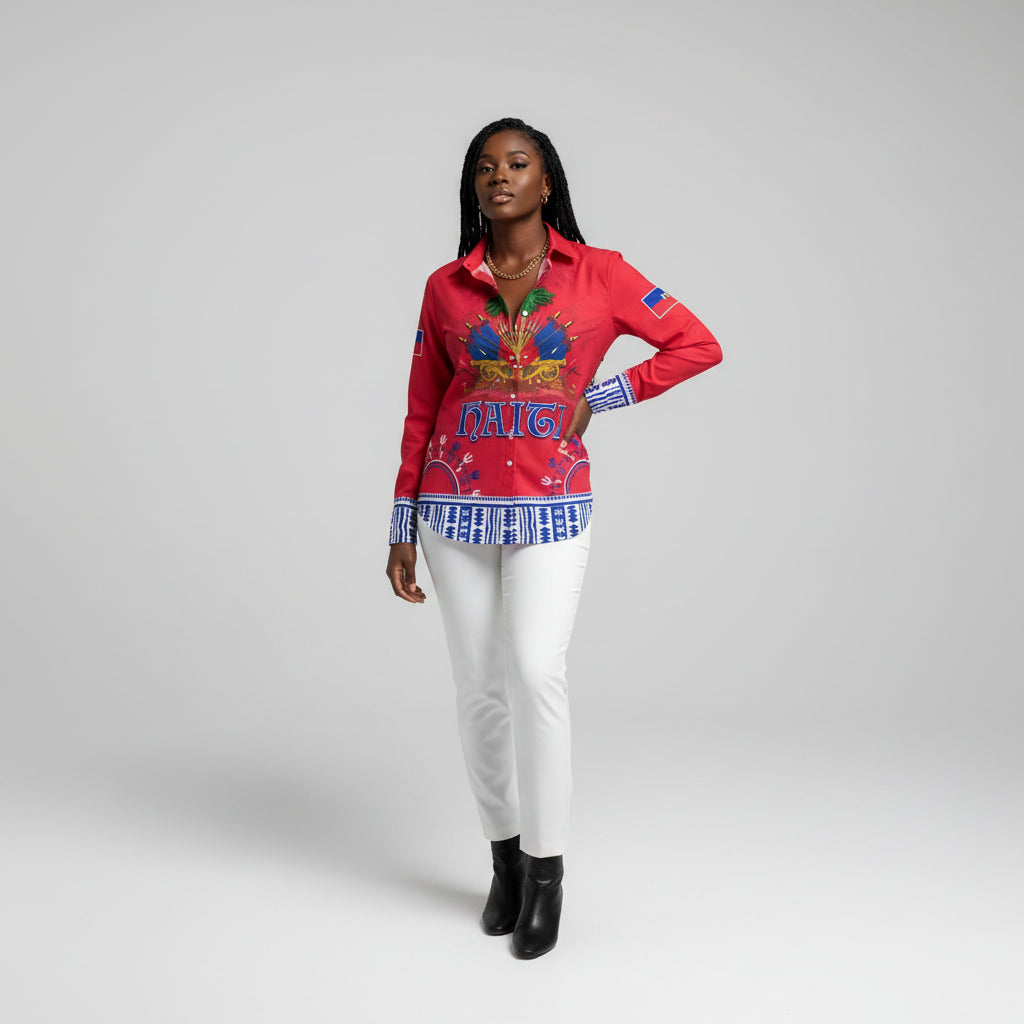 Haiti Emblem 3D Long Sleeve Shirt – Vintage Caribbean Streetwear