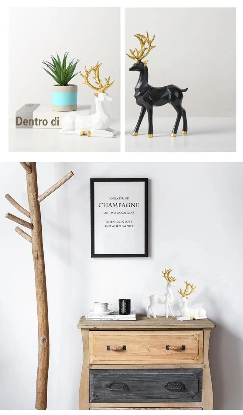 NORTHEUINS Golden Couple Deer Figurine