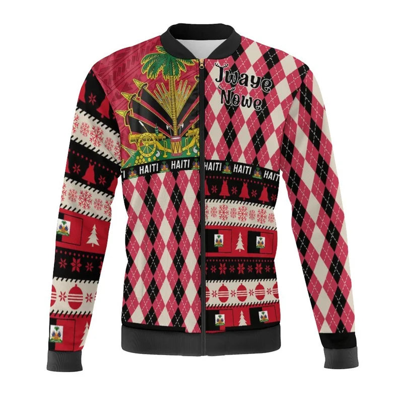 Haiti Flag Map 3D Print Bomber Jacket