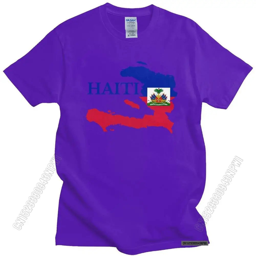 Cool Men's Haiti Map Flag T Shirt