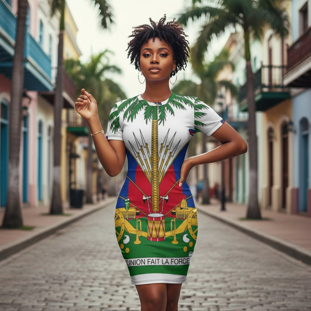 🇭🇹 Haiti Heritage Summer Dress – Women's Short-Sleeved Jumpsuit Suit