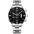 Men’s Luxury Silver Stainless Steel Watch – Quartz Business