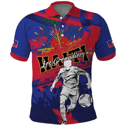 Haiti Flag Color Block Polo Shirt –Men & Women  2026