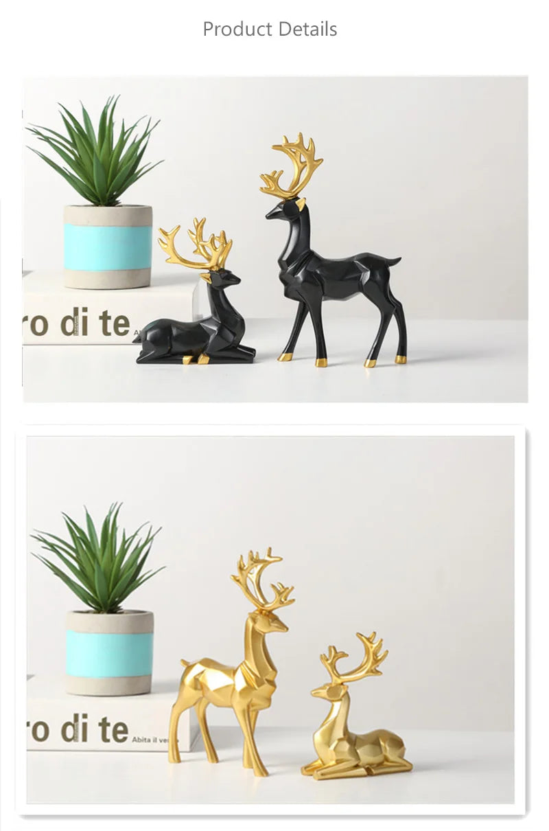 NORTHEUINS Golden Couple Deer Figurine